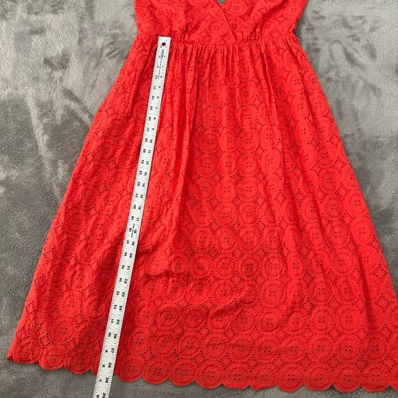 J. Crew Coral Eyelet Strappy Midi Dress Women's size 4 100% Cotton - Picture 6 of 7